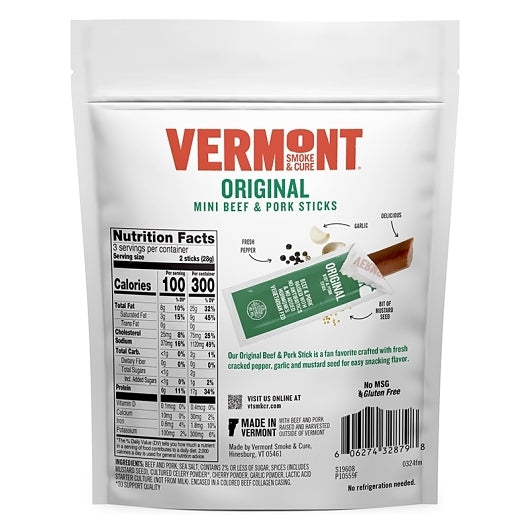 Vermont Smoke And Cure MINI ORIGINAL BEEF & PORK, 8 x 3 oz Case - DOT product image 8