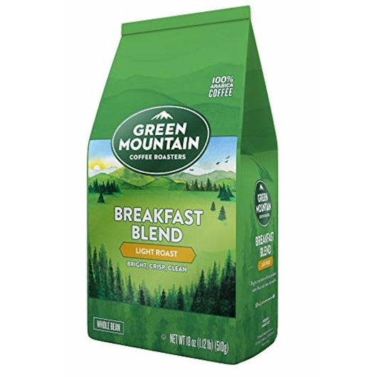 Green Mountain Coffee Roasters Whole Bean Breakfast Blend Decaffeinated, 6 x 18 oz Case - Coffee & Tea