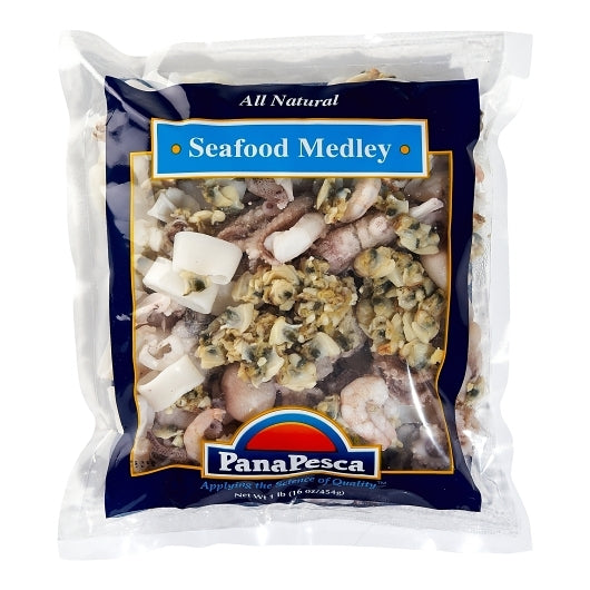 Pana Pesca Seafood Medley, Iqf, Thailand, Squid/Cuttlefish/Shrimp/Clam Meat/Baby Octopus, 10 x 10 each Case - Frozen