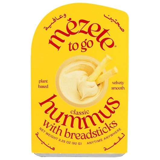 Mezete To Go Classic Hummus With Breadsticks, 2 x 6 x 3.25 oz Case - Breads, Rolls & Buns