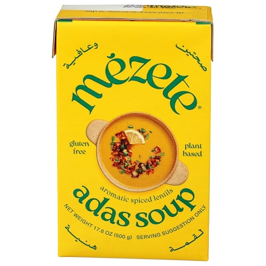 Mezete Middle Eastern Adas Lentil Soup, 8 x 17.6 oz Case - Prepared Foods