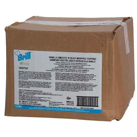 Brill Vanilla Smooth & Silky Whipped Topping, 4 x 8.5 lb Case - GS1 closed shipping case image