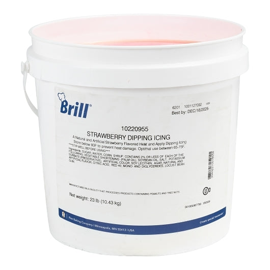 Brill Strawberry Dipping Icing, 1 x 23 lb Case - Bakery & Desserts