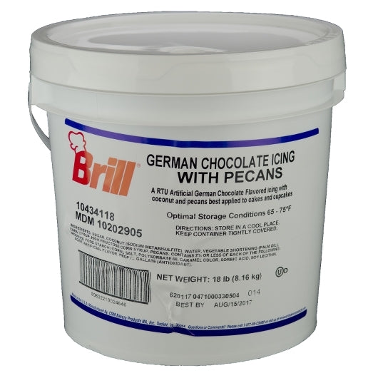 Brill Icing German Chocolate Transmart Pail, 1 x 18 lb Case - Bakery & Desserts