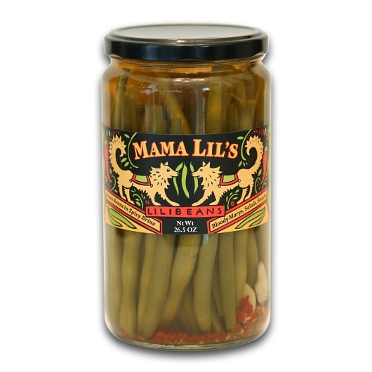 Mama Lil's Fat Free Pickled Spicy Crisp Green Beans, 12 x 26.5 oz Case - Fruit & Sides