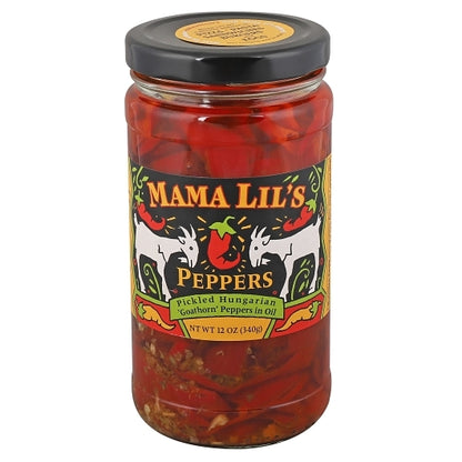 Mama Lil's Mildly Spicy Pickled Peppers In Oil, 12 x 12 oz Case - Pantry Ingredients