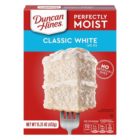 Duncan Hines Classic White Cake Mix, 12 x 15.25 oz Case - Bakery & Desserts