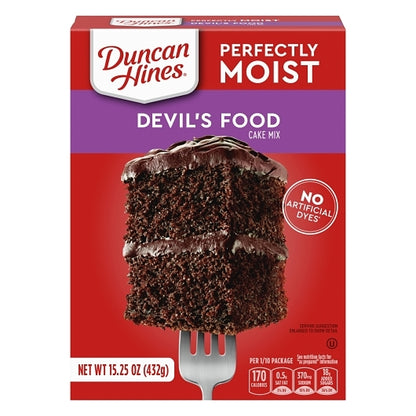 Duncan Hines Devil's Food Cake Mix, 12 x 15.25 oz Case - Bakery & Desserts