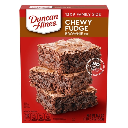 Duncan Hines Chewy Fudge Family Size Brownie Mix, 12 x 18.3 oz Case - Bakery & Desserts