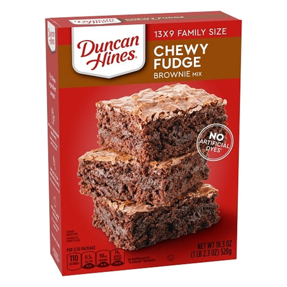 Duncan Hines Chewy Fudge Family Size Brownie Mix, 12 x 18.3 oz Case - DOT product image 2