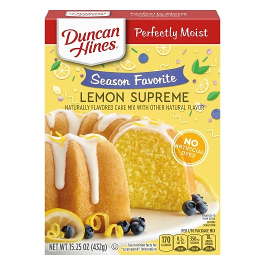Duncan Hines Lemon Supreme Cake Mix, 12 x 15.25 oz Case - Bakery & Desserts