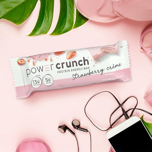 Power Crunch Original Strawberry Creme Bar, 6 x 12 x 1.4 oz Case - Snack Bars & Granola Bars