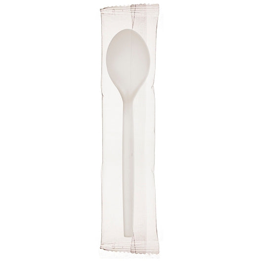 Ecosense 7In White Spoon Individually Wrapped - Not Compostable, 1 x 750 x 750 each Case - Plates Bowls