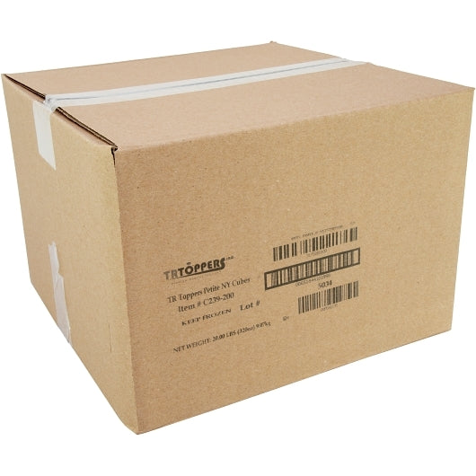 T.R. Toppers Box New York Petite Cheesecake Pieces Topping Bulk, 1 x 20 lb Case - GS1 closed shipping case image
