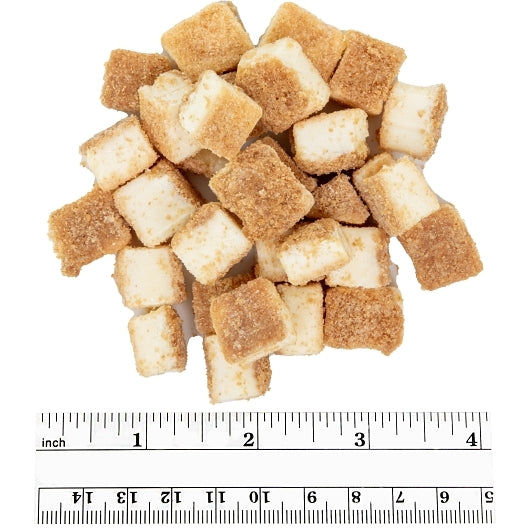 T.R. Toppers Box New York Petite Cheesecake Pieces Topping Bulk, 1 x 20 lb Case - Product image with supporting elements
