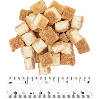T.R. Toppers Box New York Petite Cheesecake Pieces Topping Bulk, 1 x 20 lb Case - Product image with supporting elements