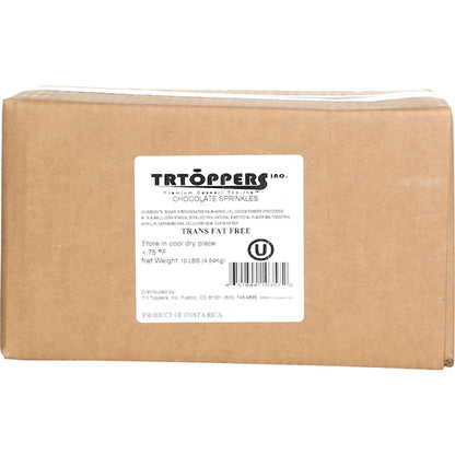 TR Toppers Chocolate Sprinkles Topping Bulk, 1 x 10 lb Case - GS1 closed shipping case image