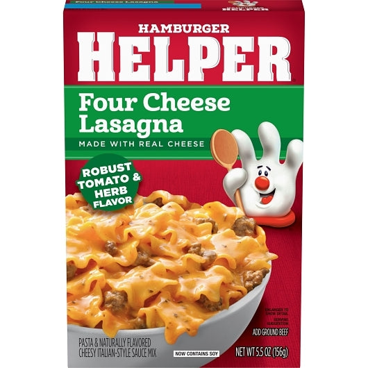 Helper Pasta Four Cheese Lasagna, 12 x 5.5 oz Case - Pantry Ingredients