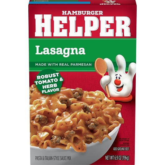 Hamburger Helper Pasta Lasagna, 12 x 6.9 oz Case - Pantry Ingredients
