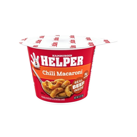 Helper Pasta Chili Macaroni Hamburger Microwave Cup, 6 x 2 oz Case - Pantry Ingredients