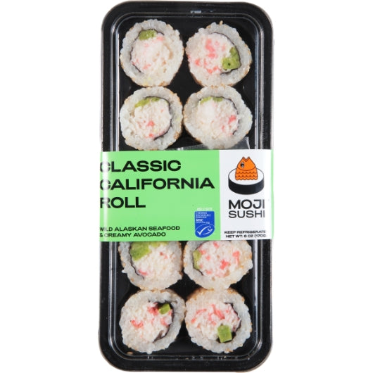 Moji Sushi Classic California Sushi Roll, 8 x 1.5 lb Case - Frozen Meat & Seafood