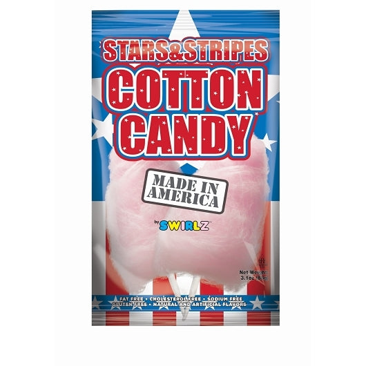 Swirlz Stars & Stripes Cotton Candy Shipper, 1 x 48 ct Case - Candy & Confections