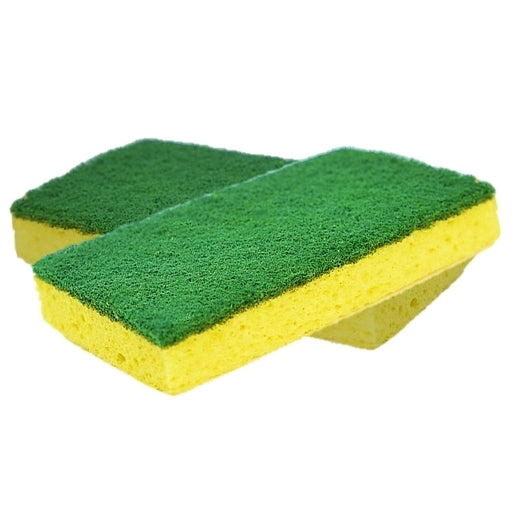 Central Worx Medium Duty Yellow Green Scrubber Sponge, 1 x 4 x 20 each Case - Cleaners & Sanitizers