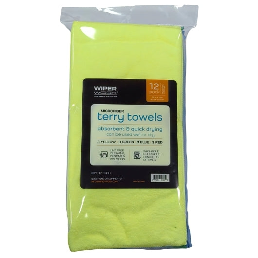 Wiper Worx Microfiber Cloths Assorted Colors, 15 x 12 each Case - Janitorial Supplies