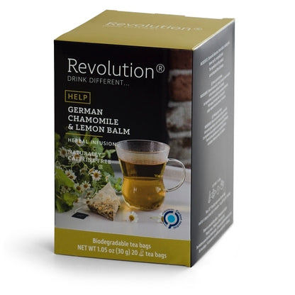 Revolution Tea German Chamomile & Lemon Balm, Herbal Infusion Pyramid, 6 x 20 ct Case - Coffee & Tea