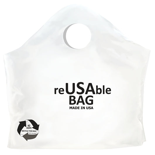 Command Packaging Reusable White Plastic Wave Carry Out Bag 18X16X9, 500 x 500 each Case - Disposables