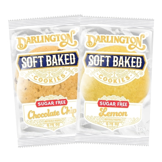 Darlington Sugar Free Soft Baked Assorted Cookies (Chocolate Chip, Lemon), Individually Wrapped, 212 x 0.75 oz Case