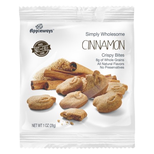 Appleways Individually Wrapped Whole Grain Cinnamon Crispy Bites, 108 x 1 ct Case - Bakery & Desserts