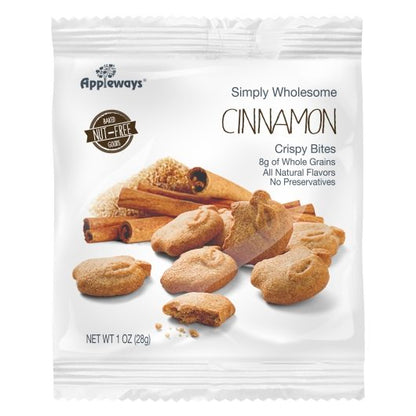 Appleways Individually Wrapped Whole Grain Cinnamon Crispy Bites, 108 x 1 ct Case - Bakery & Desserts