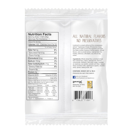 Appleways Individually Wrapped Whole Grain Cinnamon Crispy Bites, 108 x 1 ct Case - DOT product image 3