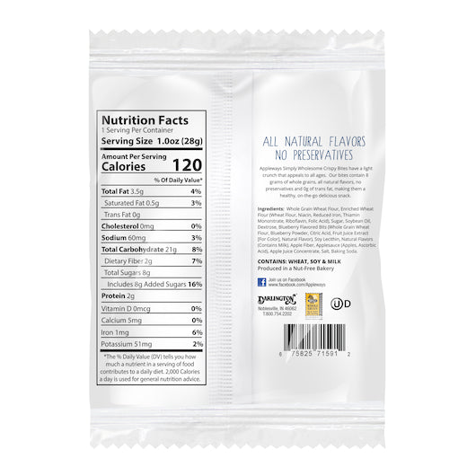 Appleways Individually Wrapped Whole Grain Blueberry Lemon Crispy Bites, 108 x 1 ct Case - DOT product image 3