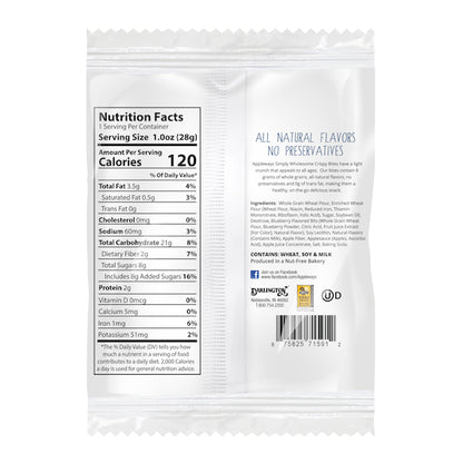Appleways Individually Wrapped Whole Grain Blueberry Lemon Crispy Bites, 108 x 1 ct Case - DOT product image 3