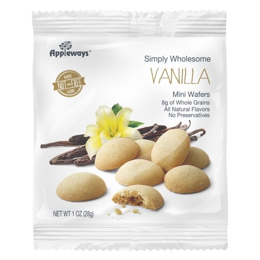 Appleways Individually Wrapped Whole Grain Mini Vanilla Wafers, 108 x 1 ct Case - Bakery & Desserts