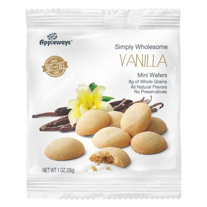 Appleways Individually Wrapped Whole Grain Mini Vanilla Wafers, 108 x 1 ct Case - Bakery & Desserts