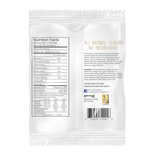 Appleways Individually Wrapped Whole Grain Mini Vanilla Wafers, 108 x 1 ct Case - DOT product image 3