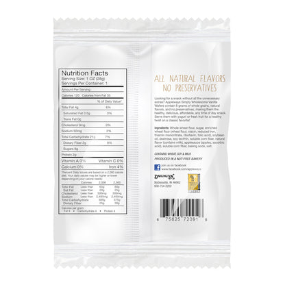 Appleways Individually Wrapped Whole Grain Mini Vanilla Wafers, 108 x 1 ct Case - DOT product image 3
