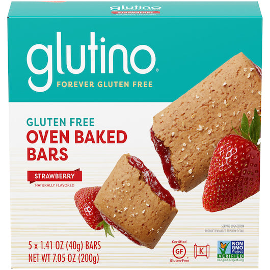 Glutino Gluten Free Strawberry Oven Baked Bar, 12 x 7.05 oz Case - Straws & Stirrers