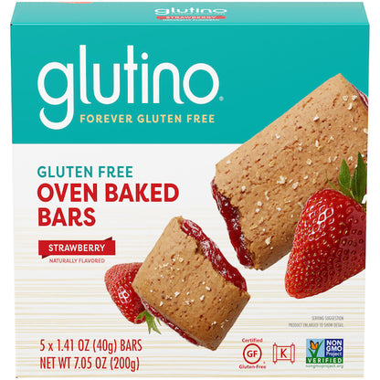 Glutino Gluten Free Strawberry Oven Baked Bar, 12 x 7.05 oz Case - Straws & Stirrers
