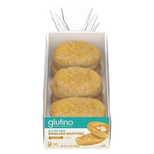 Glutino Gluten Free Premium Original English Muffins, 6 x 16.9 oz Case - Breads, Rolls & Buns