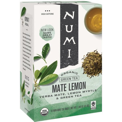 Numi Mate Lemon Green Tea, 6 x 18 ct Case - Coffee & Tea