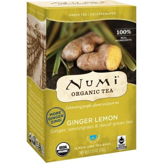 Numi Ginger Lemon Tea Decaffeinated, 6 x 16 ct Case - Coffee & Tea