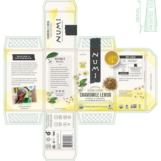 Numi Chamomile Lemon Herbal Tea, 6 x 18 ct Case - Coffee & Tea