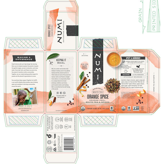 Numi Orange Spice White Tea, 6 x 16 ct Case - Spices Seasonings