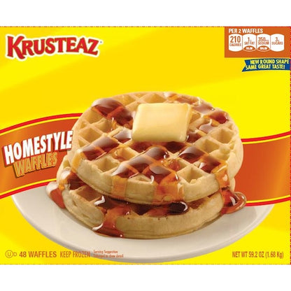 Krusteaz Homestyle Club Pack Round Waffle, 1 x 1.235 oz Case - Breakfast Foods