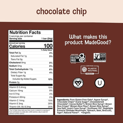 MadeGood Chocolate Chip Granola Snack Bar, 6 x 6 ct Case - DOT product image 6