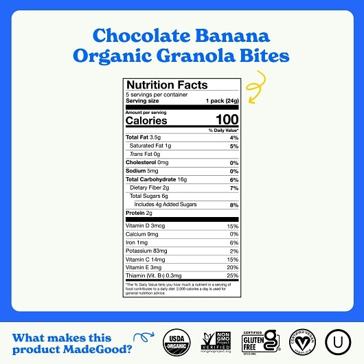 MadeGood CHOCOLATE BANANA GRANOLA MINIS, 6 x 4.25 oz Case - DOT product image 3